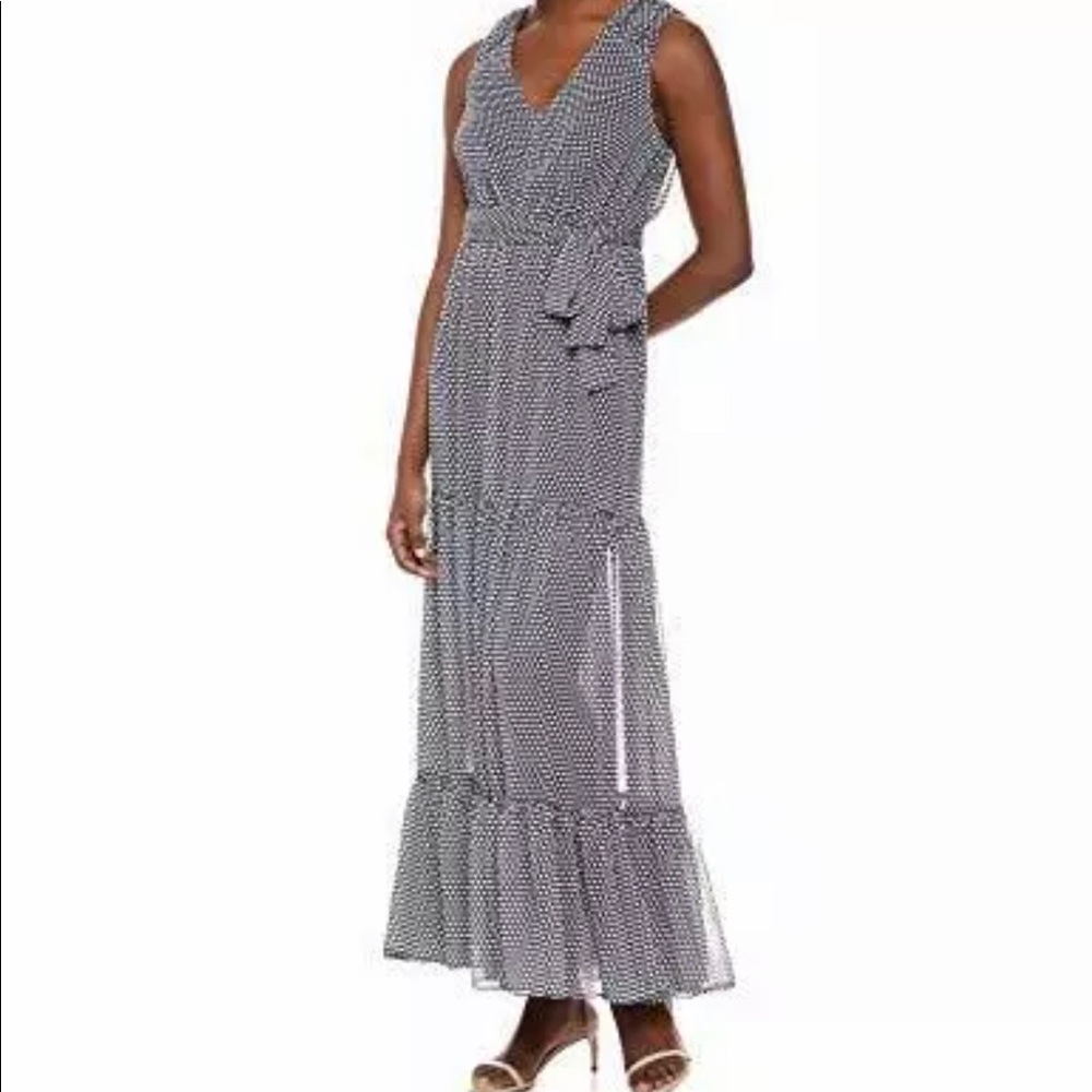 Elegant Black and White Polka Dot Maxi Dress